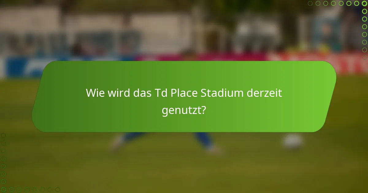 Wie wird das Td Place Stadium derzeit genutzt?